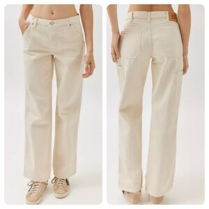 BDG Urban Outfitters Carpenter Utility Corduroy Pants Jeans Cream Mid Rise 28